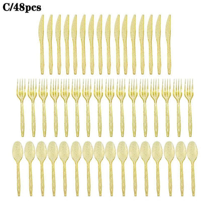 sparkle plastic cutlery - basil boutique