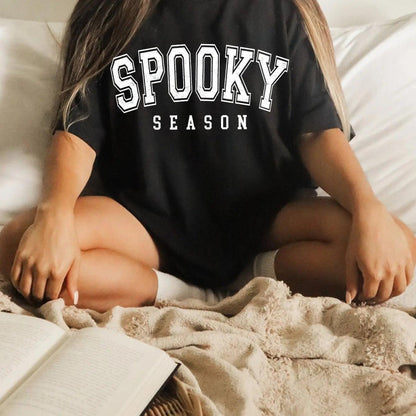 spooky season varsity t-shirt - basil boutique