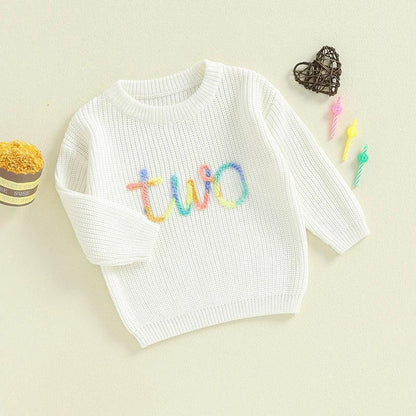 sprinkle birthday knit kids crew sweater - basil boutique