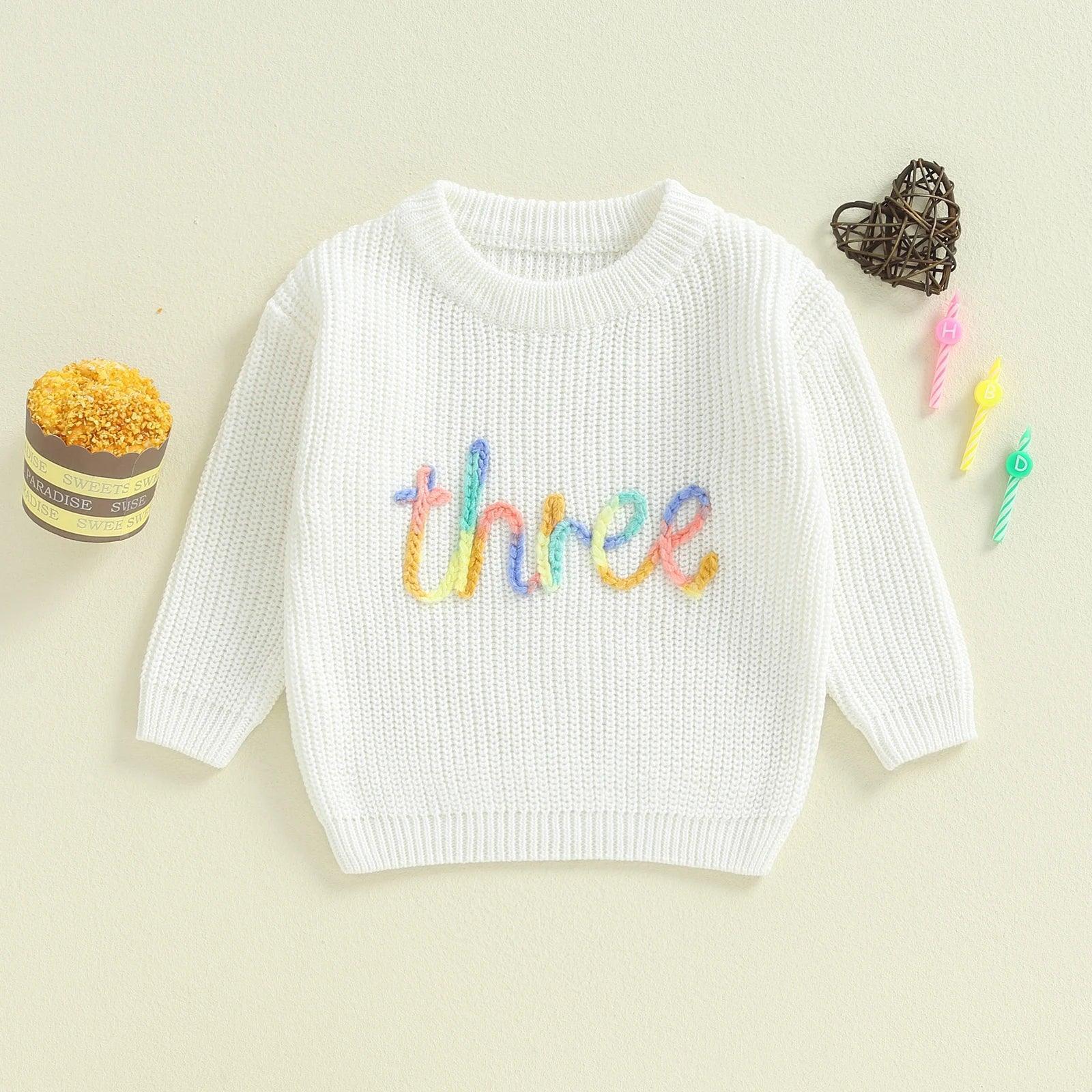 sprinkle birthday knit kids crew sweater - basil boutique