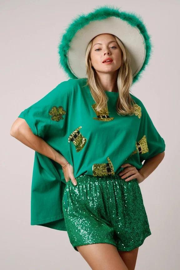 st. patty's day sequin tops - basil boutique