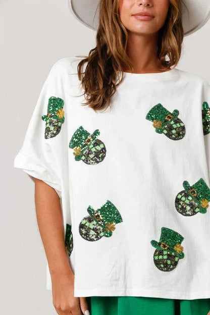 st. patty's day sequin tops - basil boutique