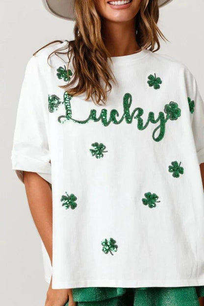 st. patty's day sequin tops - basil boutique