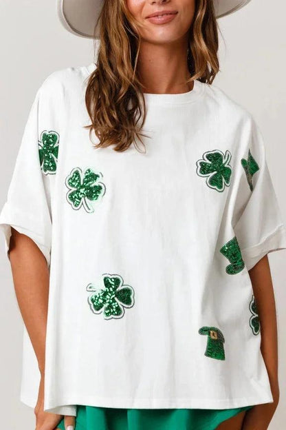 st. patty's day sequin tops - basil boutique