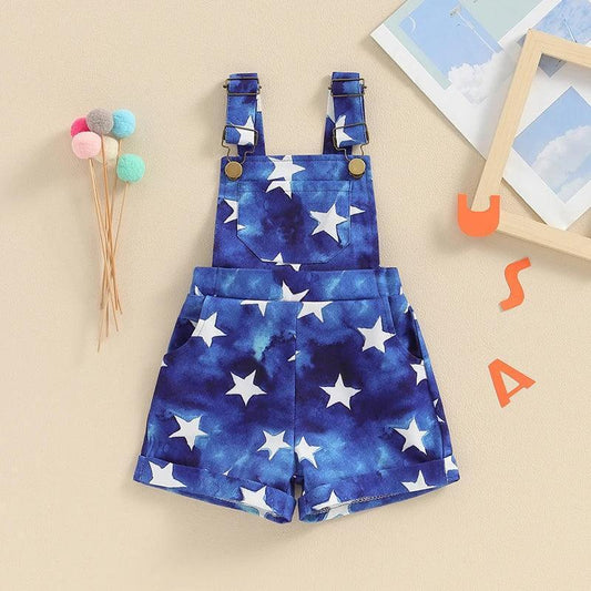 star spangled kids overalls - basil boutique