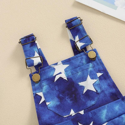 star spangled kids overalls - basil boutique