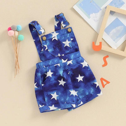 star spangled kids overalls - basil boutique