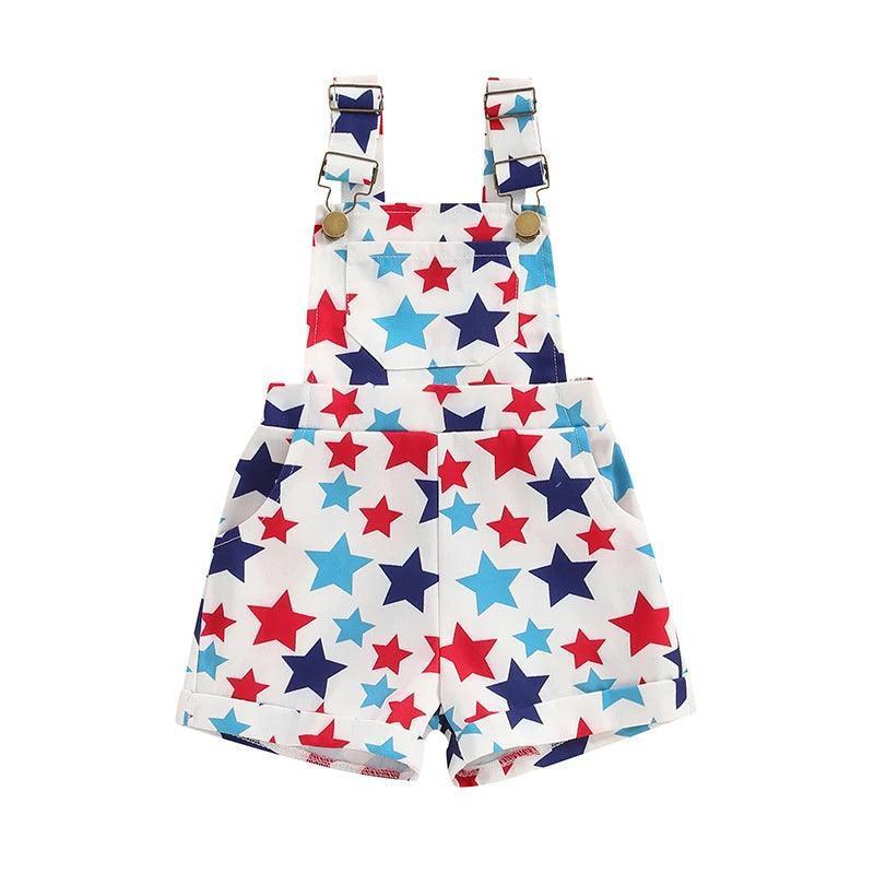 star spangled kids overalls - basil boutique