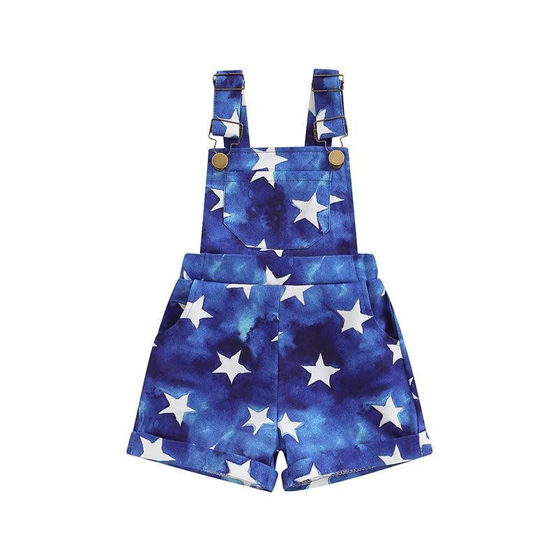 star spangled kids overalls - basil boutique