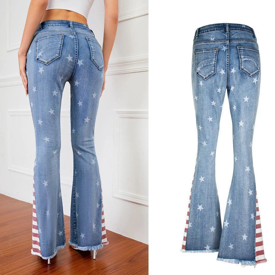 stars + stripes flare jeans - basil boutique