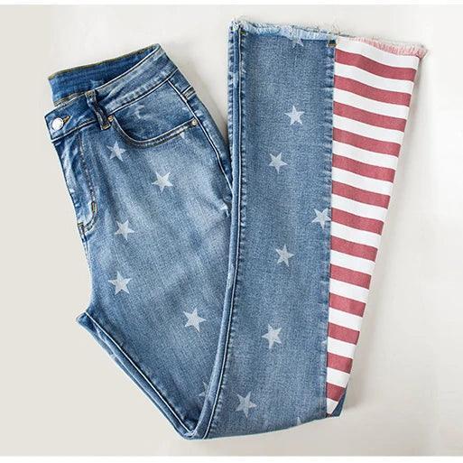 stars + stripes flare jeans - basil boutique