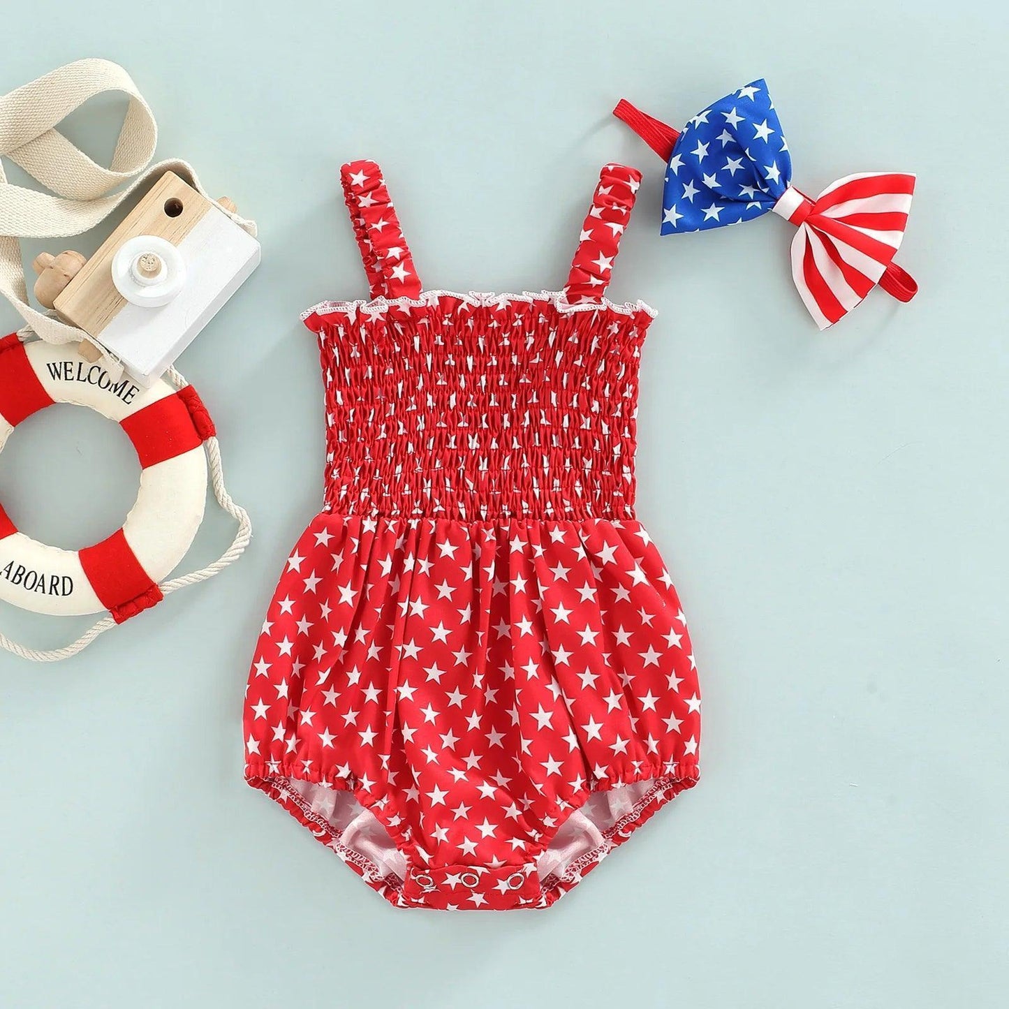 stars + stripes ruffled set - basil boutique