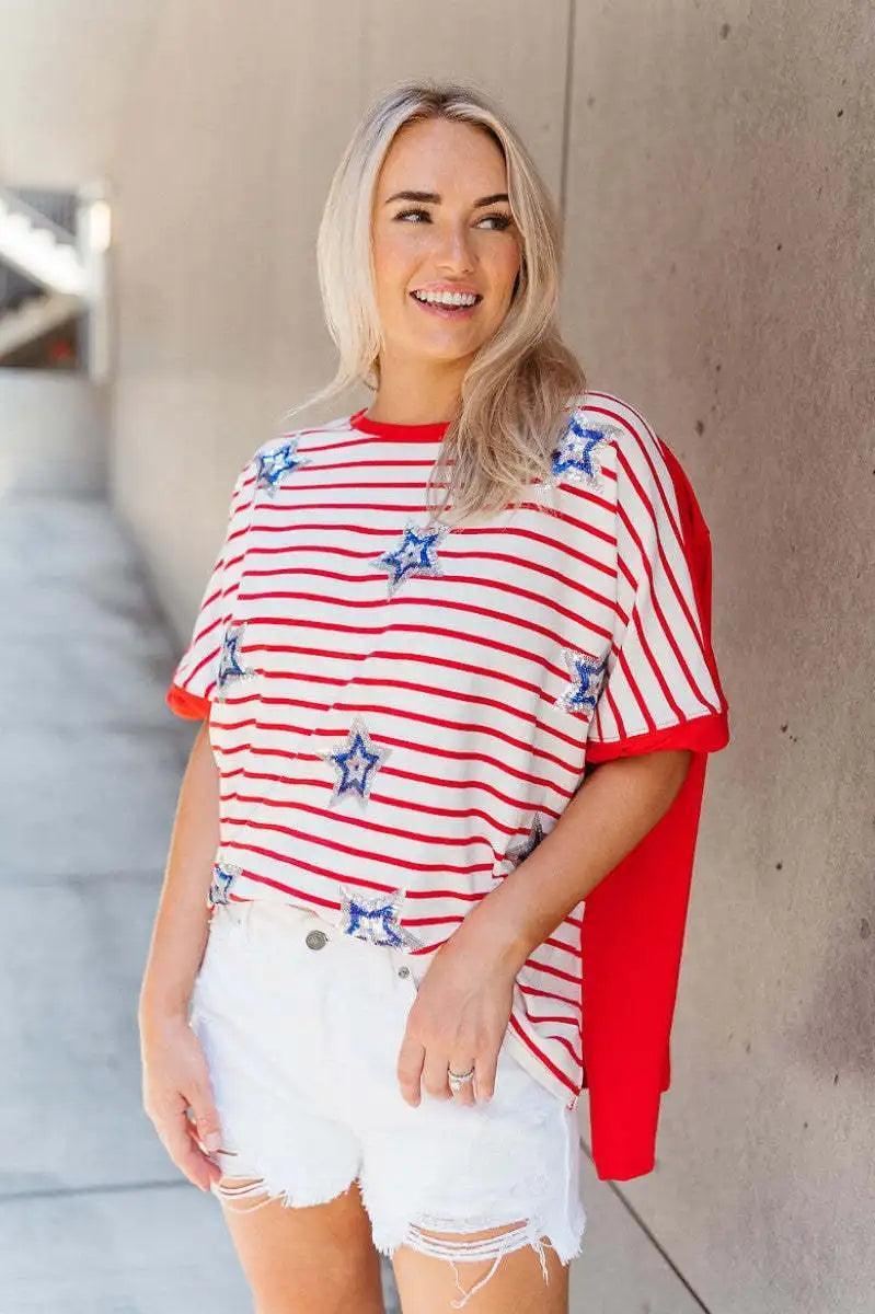 star spangled sequin top - basil boutique