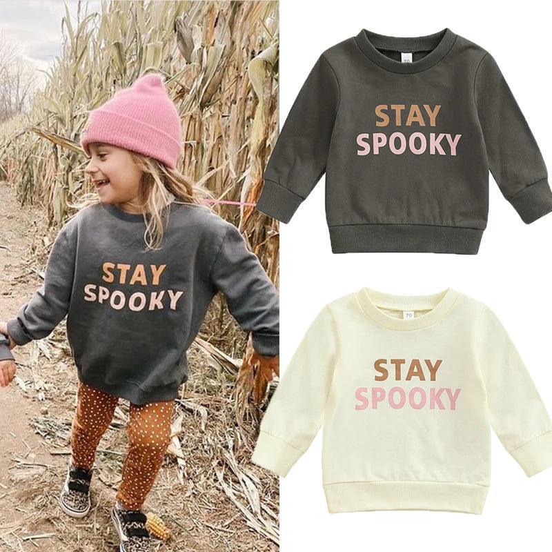 stay spooky kids crew sweatshirt - basil boutique