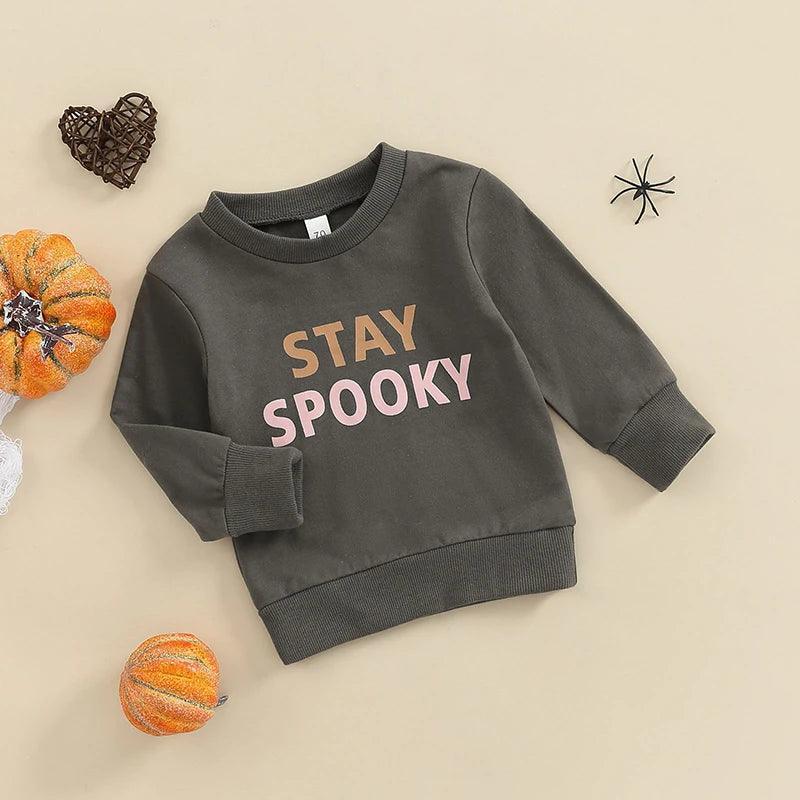 stay spooky kids crew sweatshirt - basil boutique