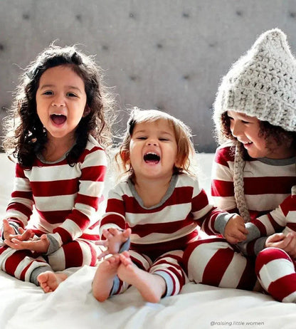 striped matching family pajamas - basil boutique