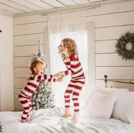 striped matching family pajamas - basil boutique