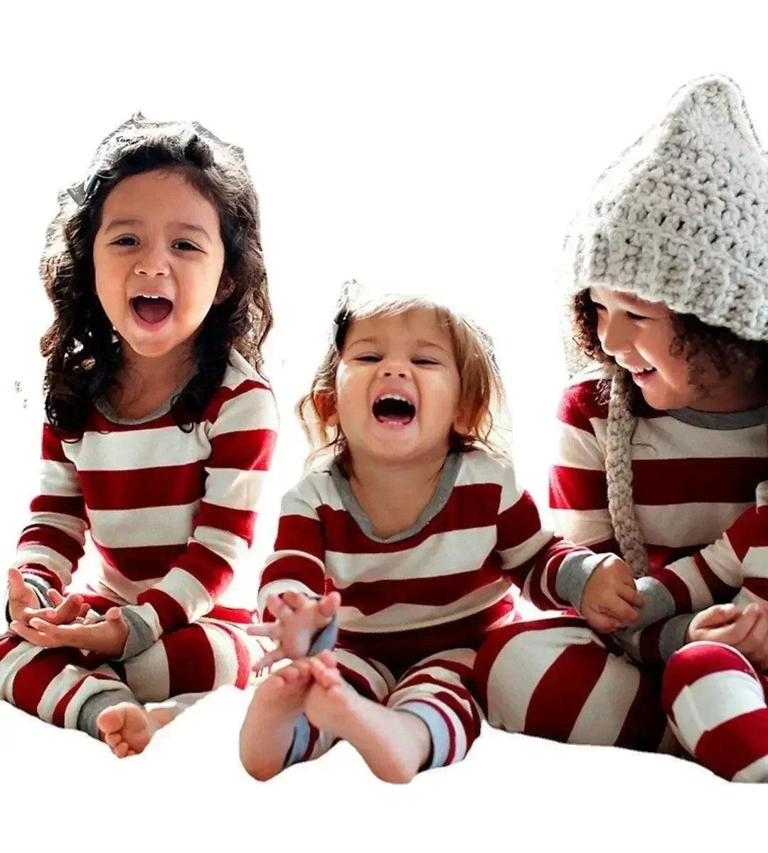 striped matching family pajamas - basil boutique