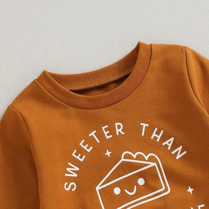 sweeter than pumpkin pie kids crew sweatshirt - basil boutique