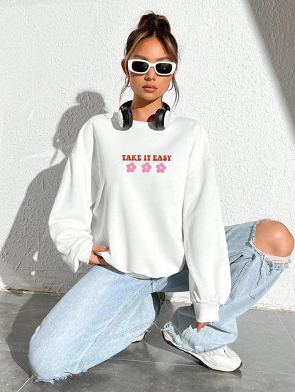 take it easy crew sweatshirt - basil boutique