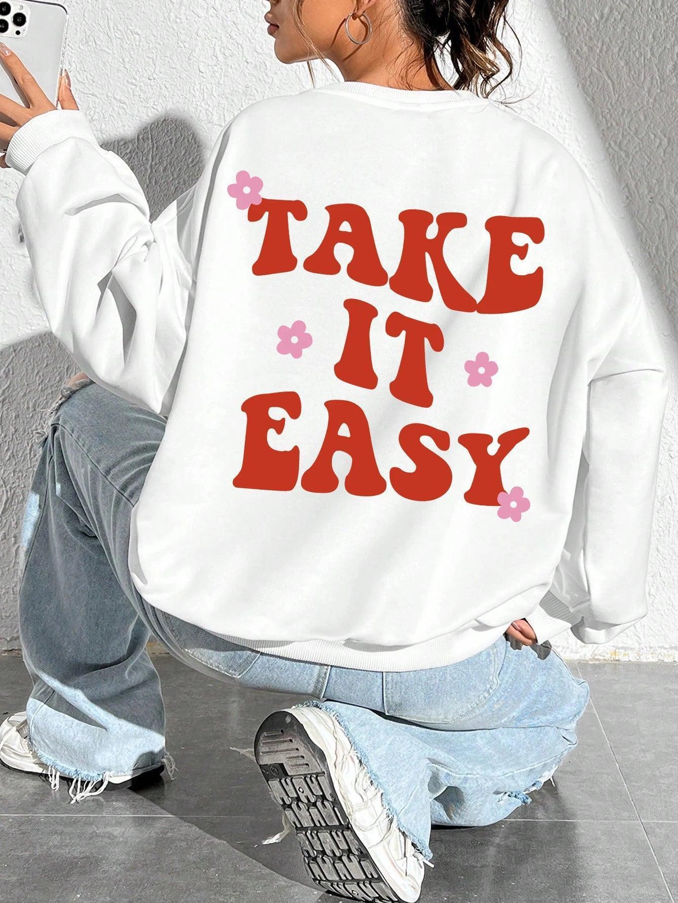 take it easy crew sweatshirt - basil boutique