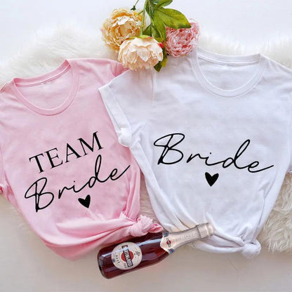 team bride script heart t-shirts - basil boutique