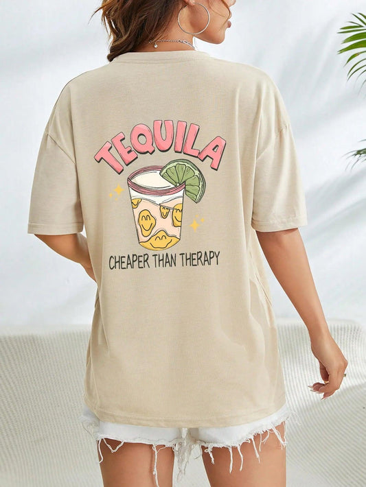 tequila cheaper than therapy t-shirt - basil boutique