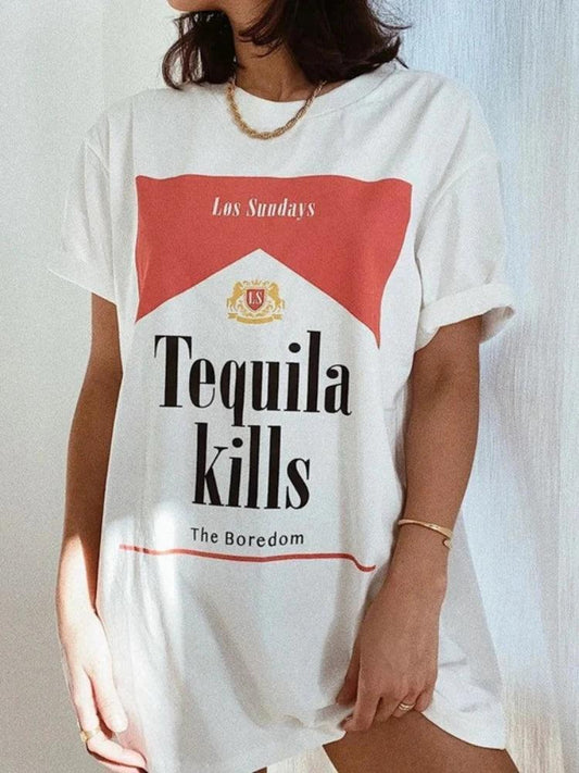 tequila kills oversized t-shirt - basil boutique