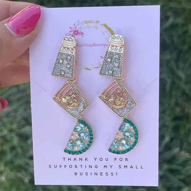 tequila rhinestone earrings - basil boutique