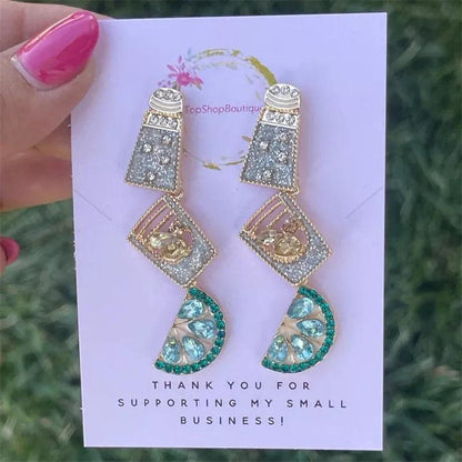 tequila rhinestone earrings - basil boutique