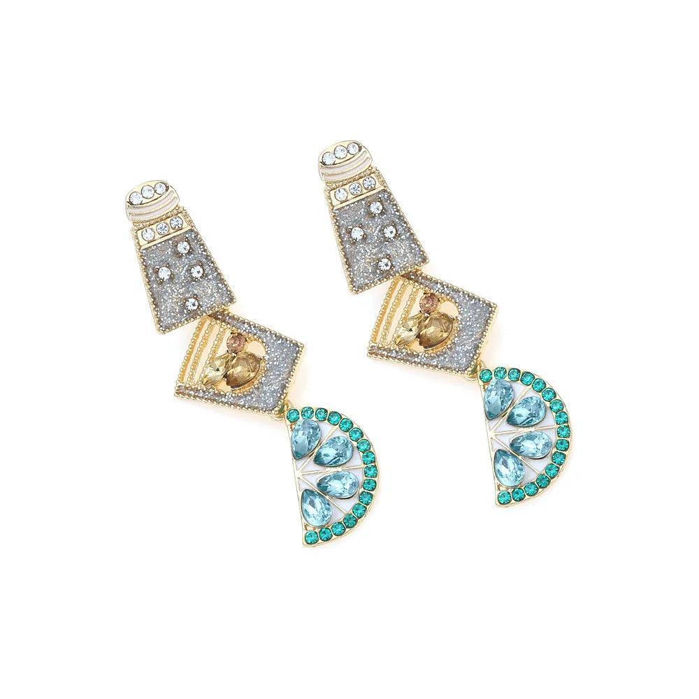 tequila rhinestone earrings - basil boutique