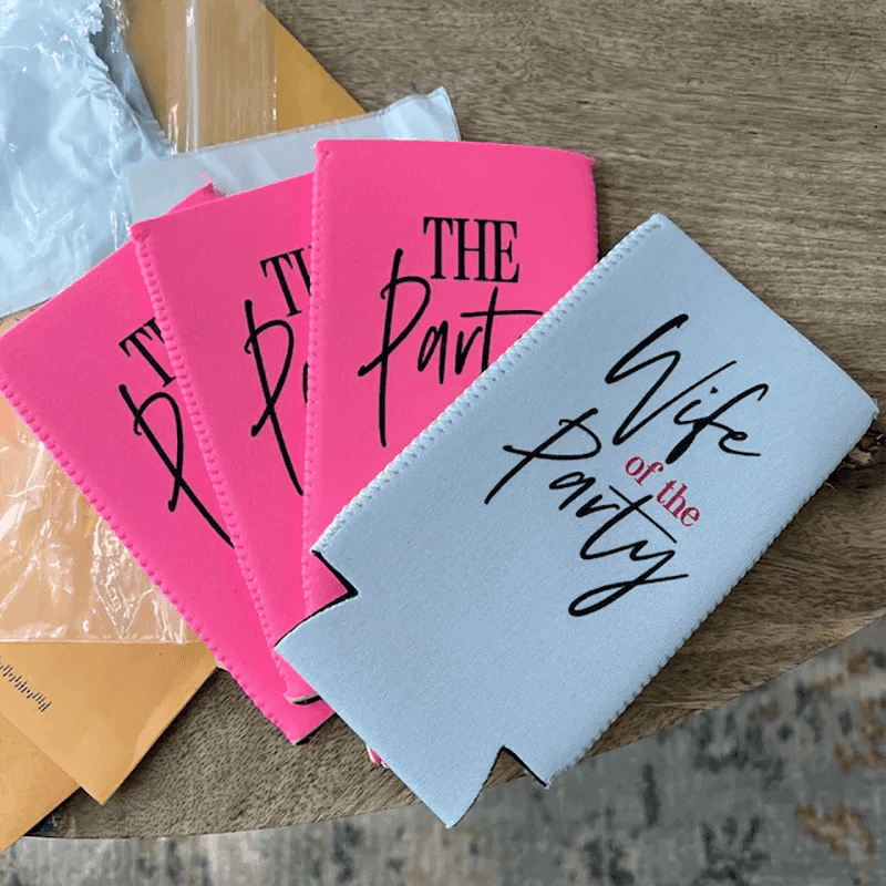 the party slim-fit koozies - basil boutique