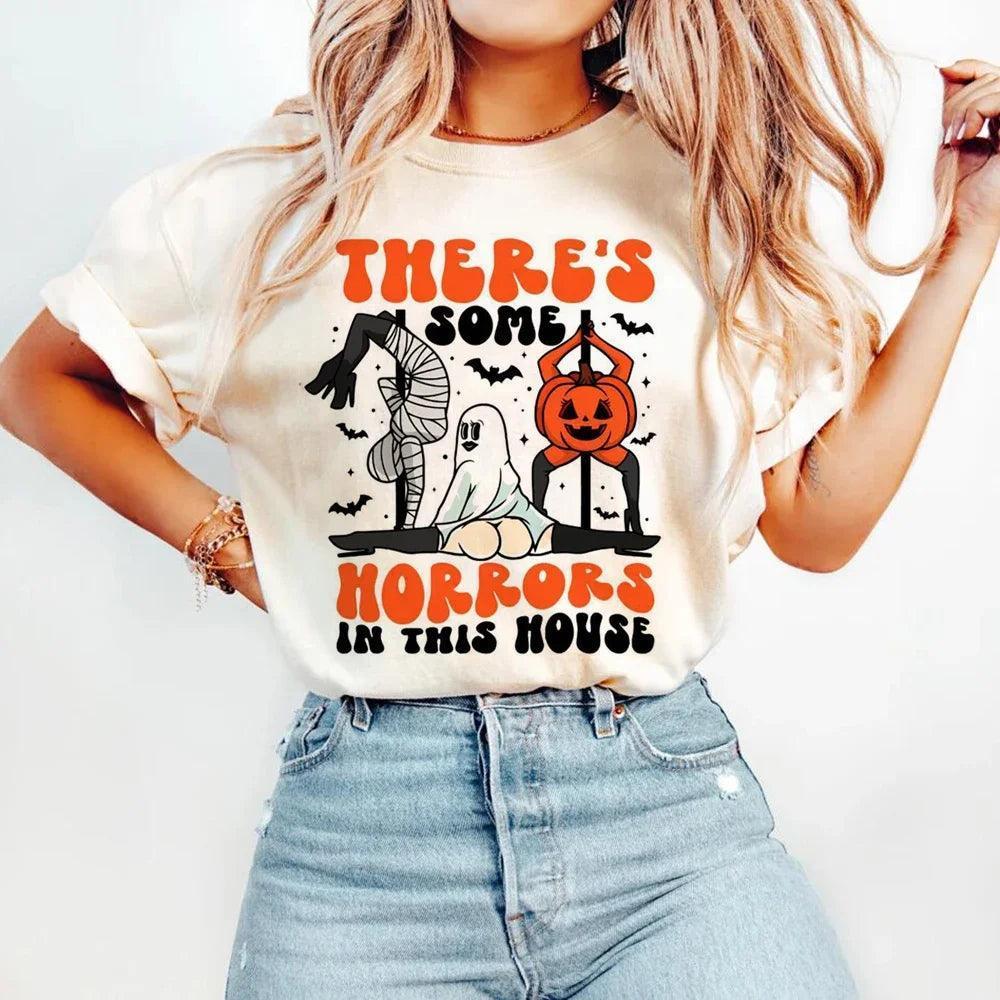 there's some horrors in this house t-shirt - basil boutique