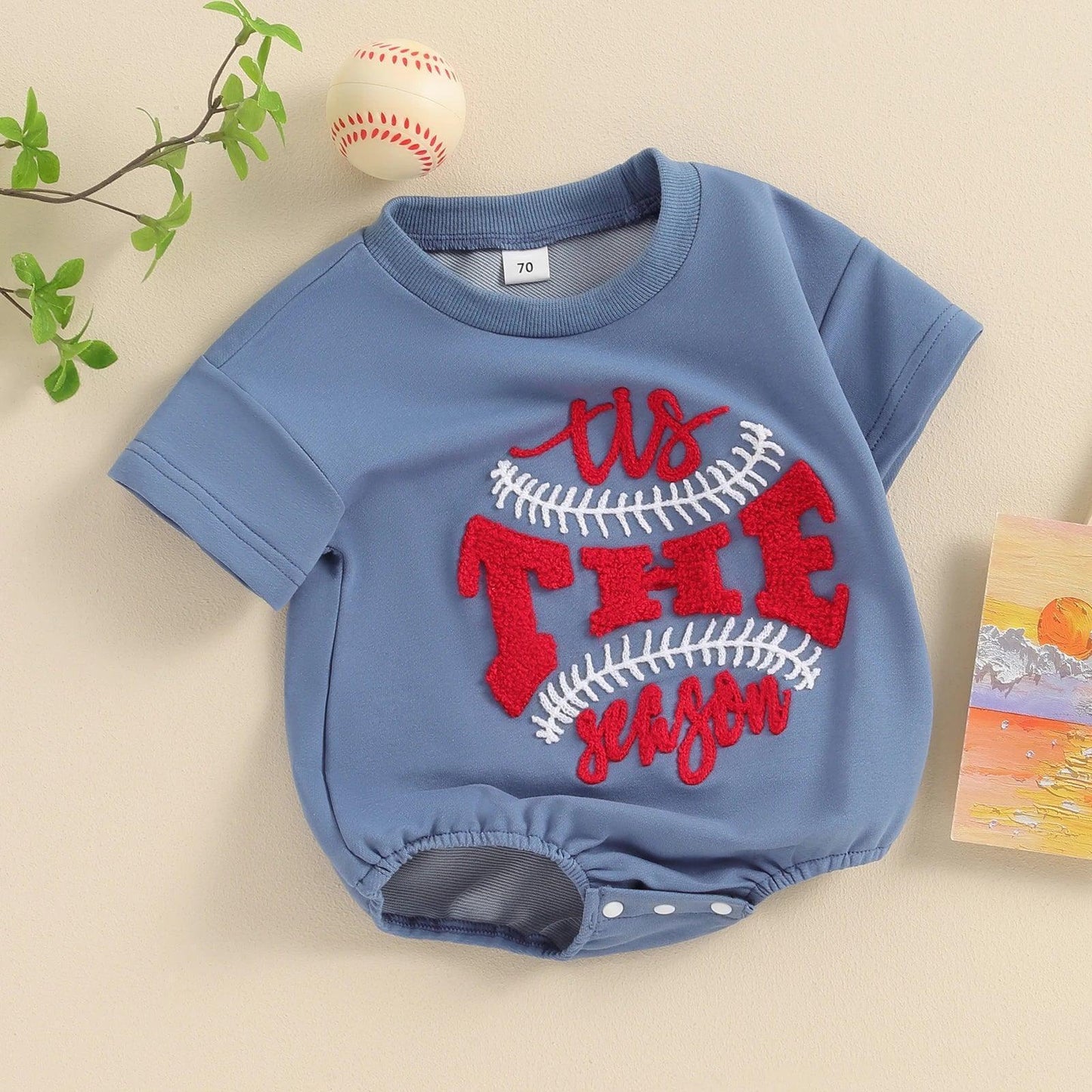 tis the season baseball onesie - basil boutique