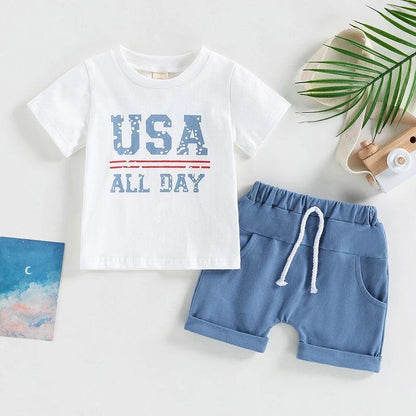 usa all day kids outfit - basil boutique