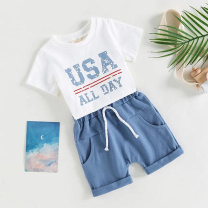 usa all day kids outfit - basil boutique