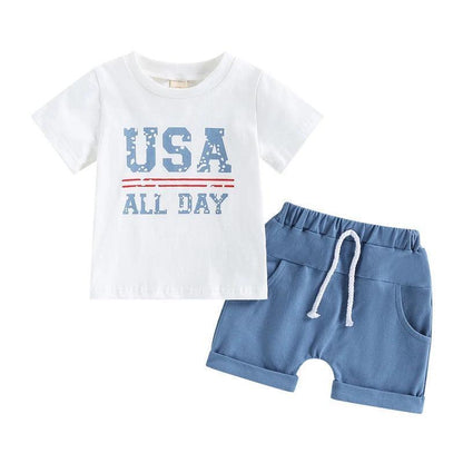 usa all day kids outfit - basil boutique