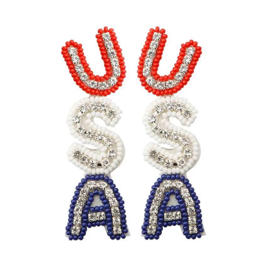 usa beaded earrings - basil boutique