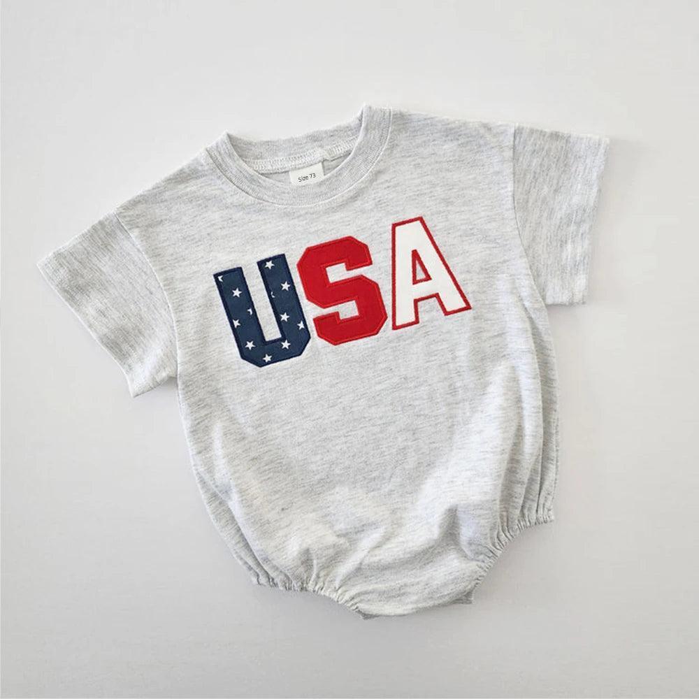 usa block letter onesie - basil boutique