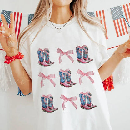 usa boots + bows t-shirt - basil boutique