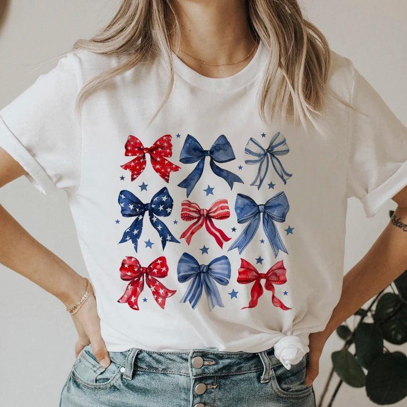 usa bows t-shirt - basil boutique