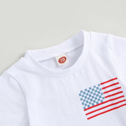 usa checkered flag kids outfit - basil boutique