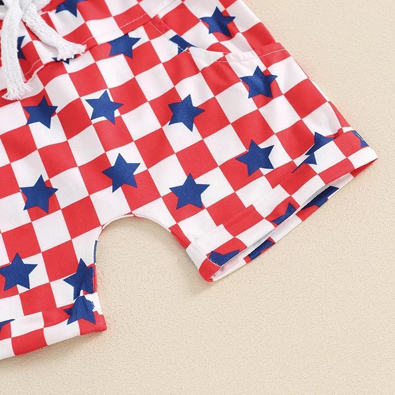 usa checkered kids outfit - basil boutique