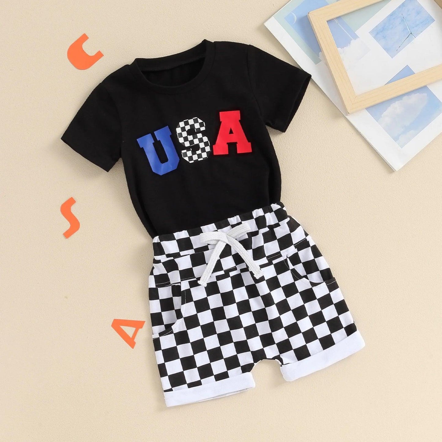 usa checkered outfits - basil boutique