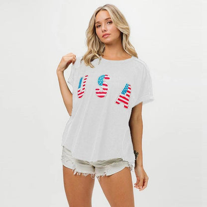 usa distressed t-shirt - basil boutique