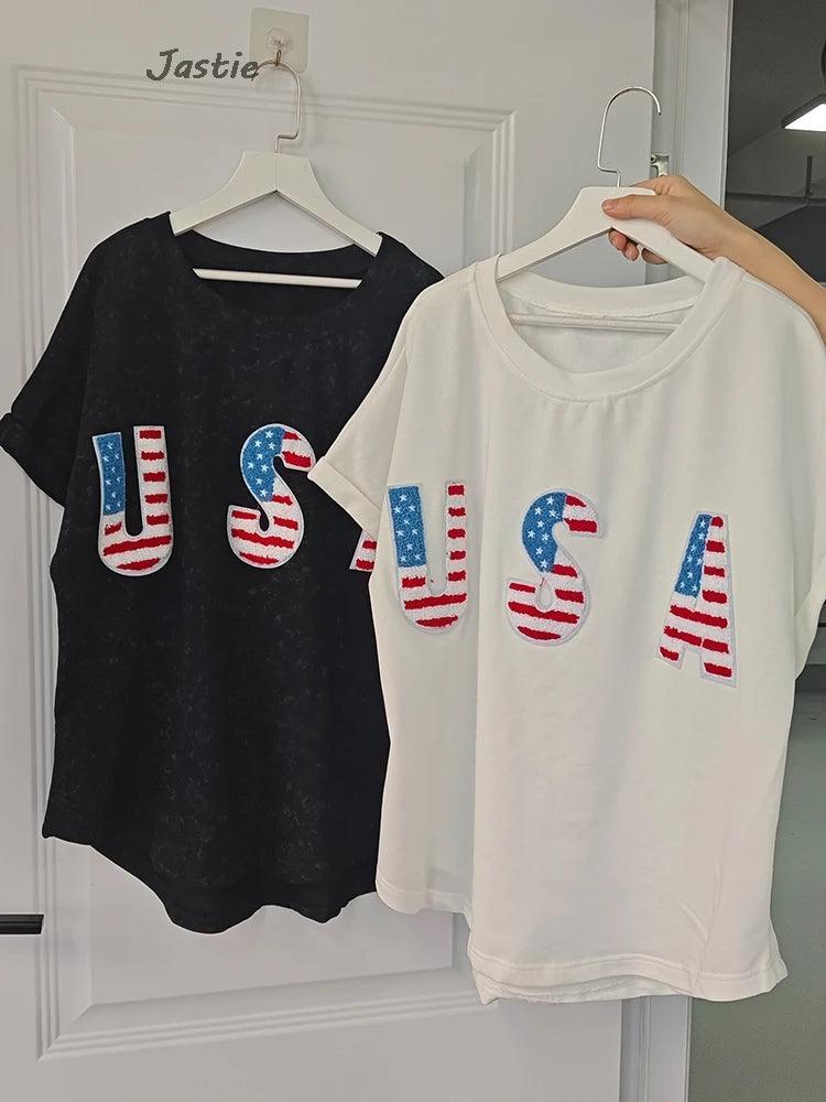 usa distressed t-shirt - basil boutique