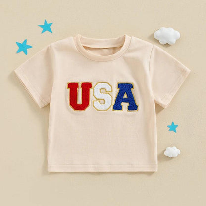 usa embroidered kids t-shirt - basil boutique