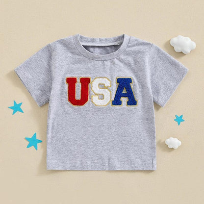 usa embroidered kids t-shirt - basil boutique