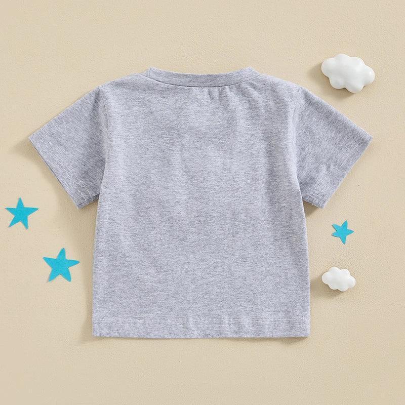 2024-03-18 Lioraitiin Toddler Baby Boys 4th of July Shirt Cute Short Sleeve Embroidery USA T-Shirt Top Infant American Outfits - basil boutique