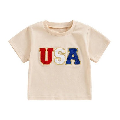 usa embroidered kids t-shirt - basil boutique